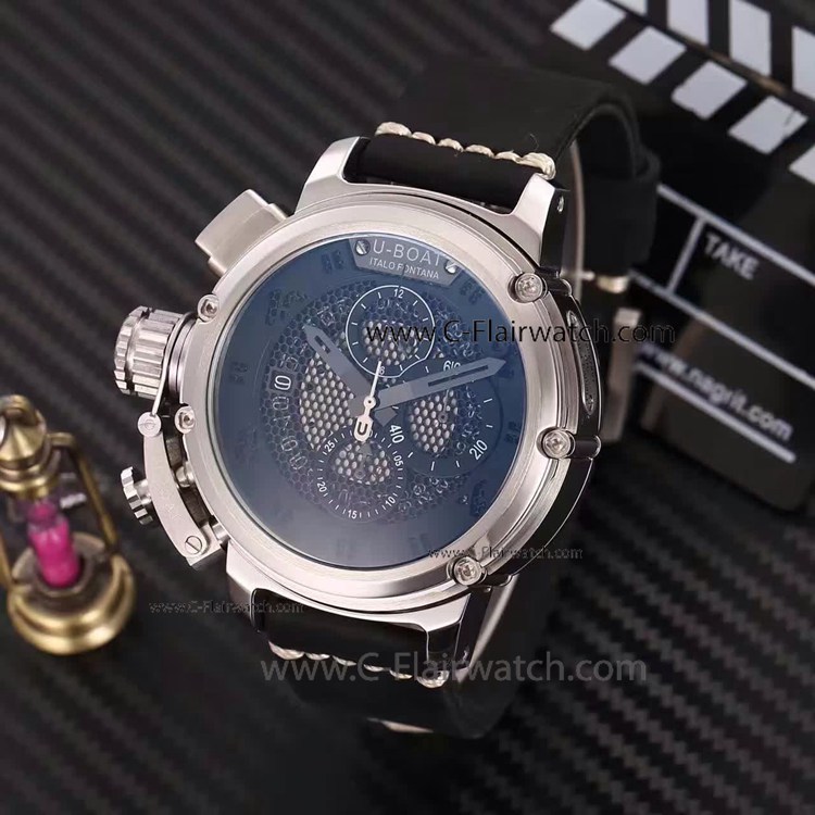 Copy U-Boat Italo Fontana Black Skeleton Arabic Markers Watch